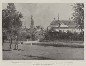 Der Verteidiger von Mafeking in Pretoria, Lord Roberts empfängt Generalmajor Baden-Powell in der Residenz