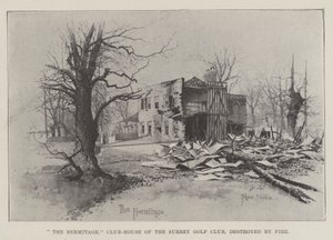 Das Hermitage, Clubhaus des Surrey Golf Clubs, durch Feuer zerstört von Joseph Holland Tringham