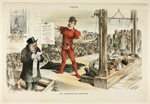 Die Verwaltungsguillotine, aus Puck von Joseph Keppler