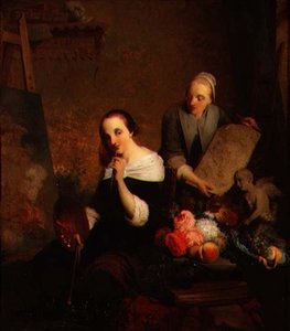 Eine Künstlerin bei der Arbeit in ihrem Atelier von Joseph Kremer