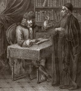 Voltaire und ein Priester - Gravur von Joseph Lante - 1764 von Joseph Lante
