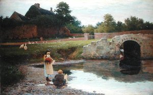 Spielen an der alten Brücke