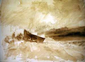 Figuren bei einem Boot am Strand von Brighton