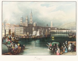 Rouen (Frankreich). Lithographie von Joseph Mallord William Turner von Joseph Mallord William Turner