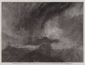 Schneesturm, Dampfschiff vor einer Hafeneinfahrt, das Signale gibt, in der National Gallery