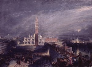 Markusplatz, Venedig (Mondlicht), graviert von George Hollis, veröffentlicht 1881 von Joseph Mallord William Turner