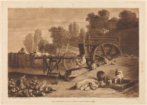 Der Bauernhof mit dem Hahn von Joseph Mallord William Turner and Charles Turner