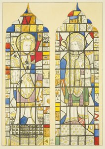 Buntglas im Fenster über dem Canynges-Denkmal in der St. Mary Redcliffe