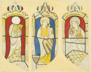 Drei Figuren im Ostfenster des nördlichen Querschiffs der St. Mary Redcliffe