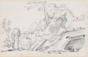Eine alte Mauer mit einem zerstörten Tor von Joseph Marie Vien
