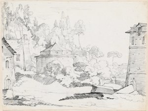 Landschaft mit der Kirche San Teodoro von Joseph Marie Vien