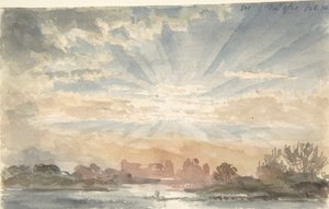 Landschaft mit aufgehender Sonne
