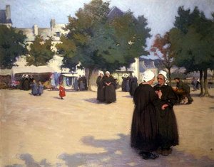 Der Dorfplatz, Bretagne von Joseph Milner Kite