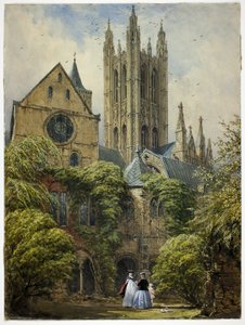 Professor, Frau, Kind und Hund in der Kathedrale
