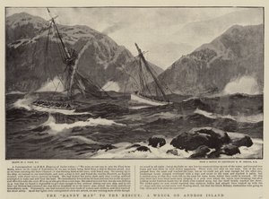 Der Handwerker zur Rettung, ein Wrack auf der Insel Andros von Joseph Nash