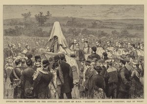 Enthüllung des Denkmals für die Offiziere und Besatzung der HMS Eurydice auf dem Friedhof von Shanklin, Isle of Wight