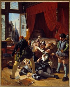 Religionskrieg: Szene der Bartholomäusnacht, Ermordung von Briou, Gouverneur des Prinzen von Conti, 24/08/1572
