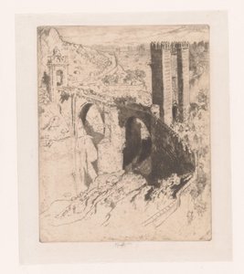 Brücke von Alcántara, Toledo von Joseph Pennell (signed by artist)