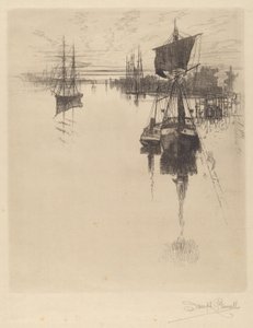 Unterhalb der Chestnut St. Brücke, Philadelphia von Joseph Pennell