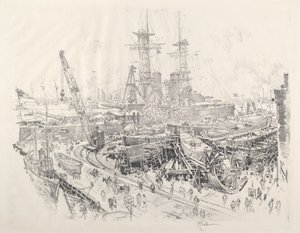 U-Boot-Jäger bauen von Joseph Pennell
