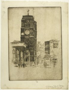 Chelsea Kirchturm von Joseph Pennell