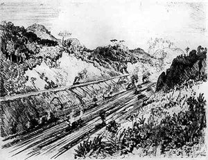 Im Schnitt bei Las Cascades, Platte XII aus Der Panamakanal von Joseph Pennell, 1912