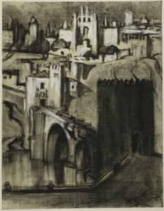 Es sind Palastgassen, die sich um den Hang terrassieren, Toledo von Joseph Pennell