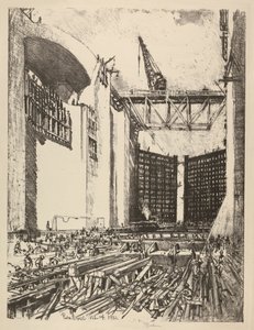 Verlegung des Bodens der Pedro Miguel Schleuse von Joseph Pennell