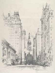 Blick auf die Broad Street von der Spruce Street von Joseph Pennell