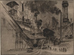 Mündung der Mine, Ruhrort bei Oberhausen von Joseph Pennell