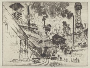 Mündung der Mine, Ruhrort bei Oberhausen von Joseph Pennell