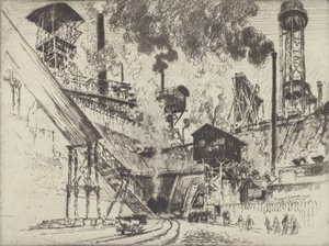 Mund der Mine, Ruhrort bei Oberhausen, 1910 von Joseph Pennell