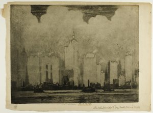 N.Y. von der 23. St. Fähre—Im Morgennebel von Joseph Pennell