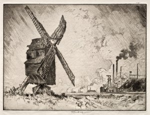 Alte und neue Mühlen, Valenciennes, Frankreich von Joseph Pennell