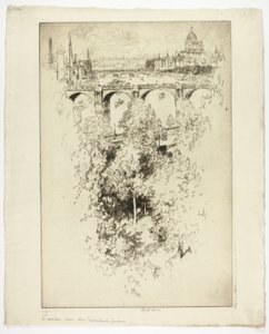 Über die Waterloo-Brücke, Kirche und Arbeit von Joseph Pennell