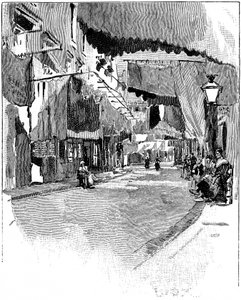 Rue de Beaucaire. Gravur von Joseph Pennell 1888