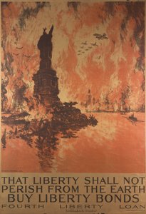 Damit die Freiheit nicht von der Erde verschwindet, kauft Freiheitsanleihen, Erster Weltkriegsposter