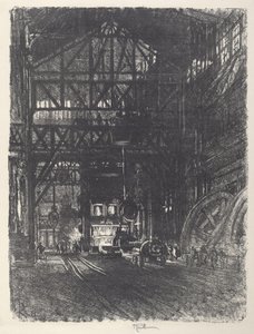 Die Panzerplattenpresse von Joseph Pennell