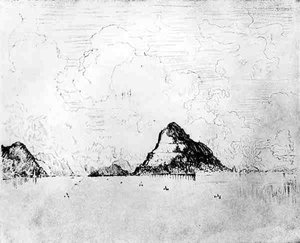 Die Mündung des Kanals vom Meer, Platte XXVIII aus Der Panamakanal von Joseph Pennell, 1912