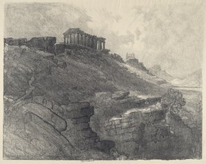Die Tempel auf der Mauer, Girgenti von Joseph Pennell