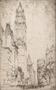 Das Woolworth-Gebäude, 1915 von Joseph Pennell