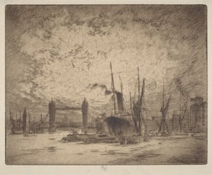 Tower Bridge am Abend von Joseph Pennell