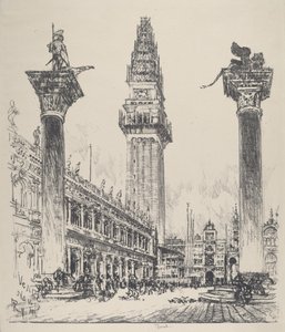 Venedig, Wiederaufbau des Campanile von Joseph Pennell
