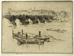 Waterloo Bridge und Somerset House von Joseph Pennell
