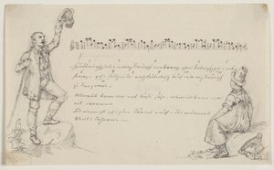Singender Tiroler und lauschendes Mädchen. Noten und Text von Joseph Petzl