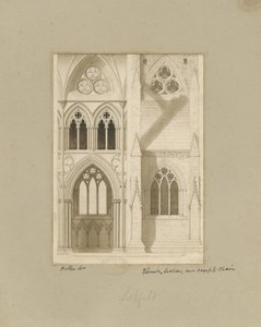 Innenraum der Kathedrale von Lichfield - Schiff: Sepia-Zeichnung von Joseph Potter