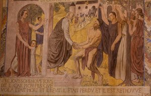 Der verlorene Sohn. Fresko in der Kathedrale von Nanterre von Joseph Radan