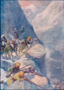 Zerschmettert von rollenden Steinen, niedergemäht von Musketensalven, fielen die Männer zu Hunderten, 1908 von Joseph Ratcliffe Skelton