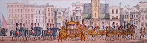 Panoramadarstellung des königlichen Fortschritts von Königin Victoria durch die Stadt London am 9. November 1837 (Detail) von Joseph Robins