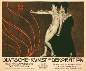 Reproduktion eines Plakats, das Deutsche Kunst und Dekoration bewirbt, eine monatliche illustrierte Zeitschrift für jedermann, 1898